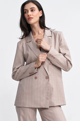 Classic lapel collar contrasting stripes jacket