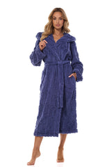 Soft jacquard bathrobe with a hood