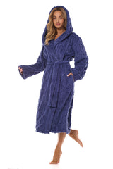 Soft jacquard bathrobe with a hood