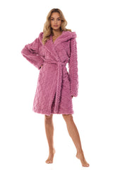 Elegant pink bathrobe with hood