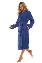 Loose relaxed navy blue bathrobe