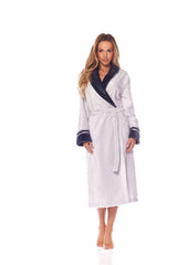 Elegant beige bathrobe with hood