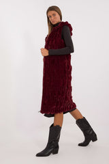 Elegant fur knee-length vest with hood