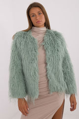 Elegant long sleeves transitional fur jacket