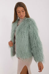 Elegant long sleeves transitional fur jacket