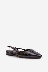 Low-heeled open-back lacquered ballet flats