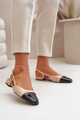 Low-heeled open-back lacquered ballet flats