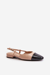 Low-heeled open-back lacquered ballet flats