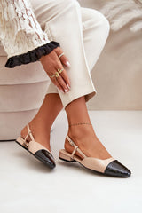 Low-heeled open-back lacquered ballet flats