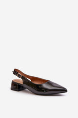 Patent leather block-heeled ballet flats