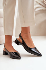 Patent leather block-heeled ballet flats