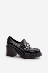 Lacquered leather Heeled low shoes