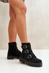 Stylish ankle boots with a decorated upper