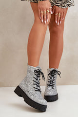 Stylish numerous shiny sequins work boots