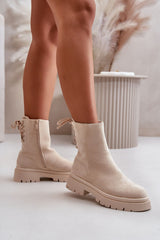 Women's stable heel platform ankle boots