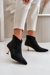 Stylish ankle boots on a decorative heel