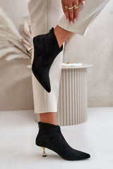 Stylish ankle boots on a decorative heel