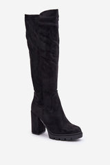 Women's stylish black knee-high boots