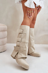 Rounded toes over-the-knee boots