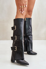 Pointed toes column-shaped heel Knee High Boots