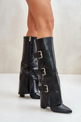 Pointed toes column-shaped heel Knee High Boots