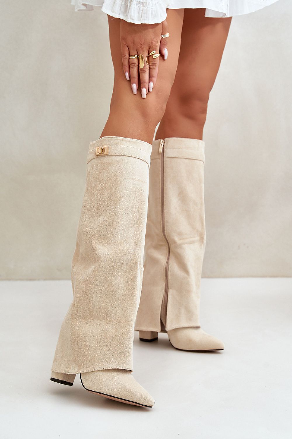 Stylish column-shaped heel Knee High Boots