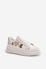 Rounded toe cute decorated sneakers