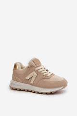 Beige eco-leather sneakers