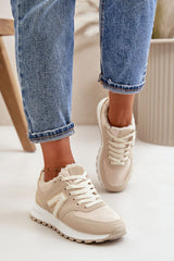 Beige eco-leather sneakers