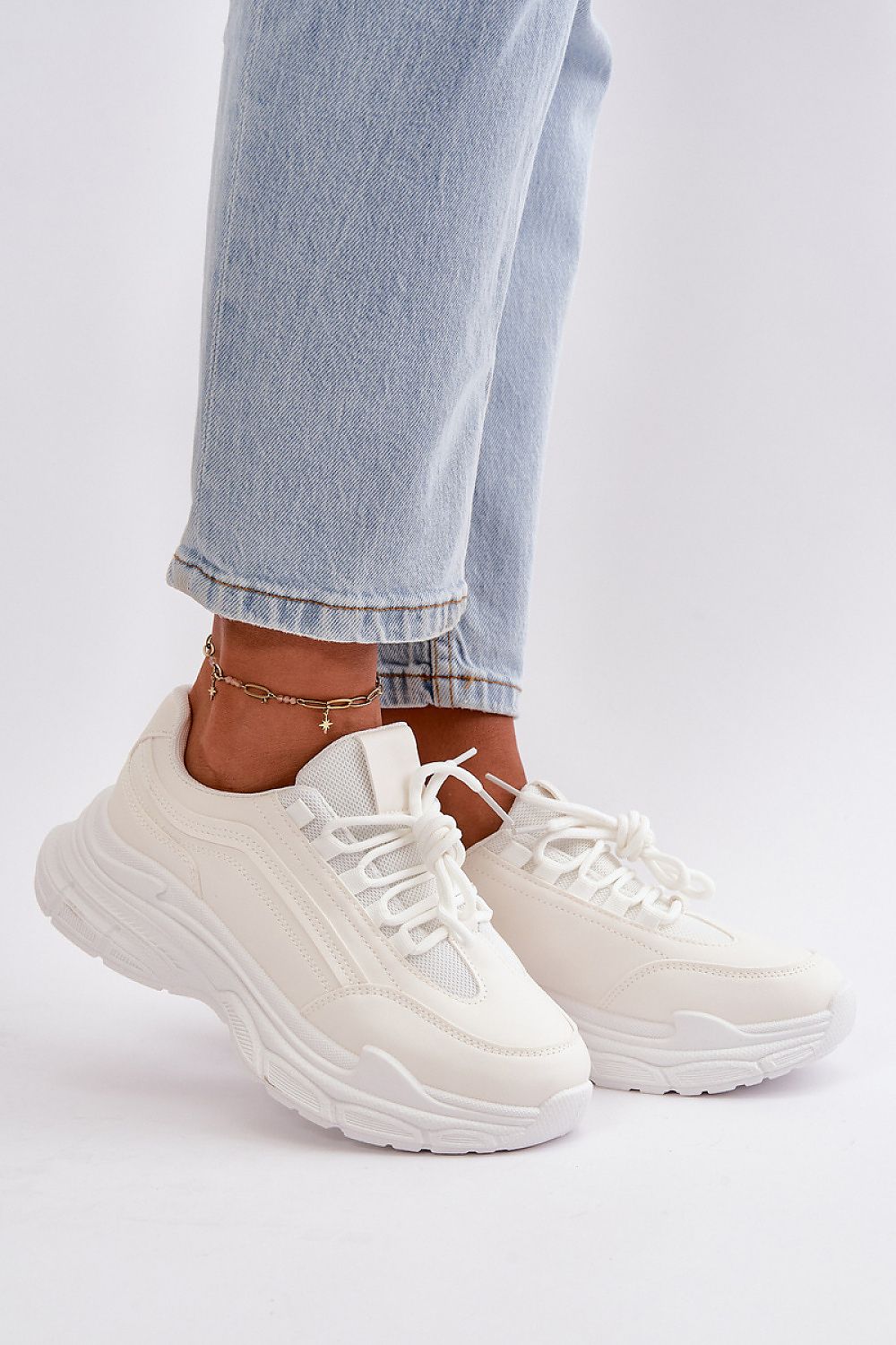 Stylish women's white sneakers