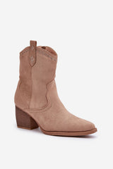 Cowboy-style heel ankle boots