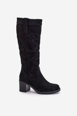 Women's low column heel knee-high boots