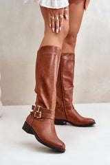 Classic cut flat heel knee high boots