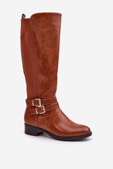 Classic cut flat heel knee high boots