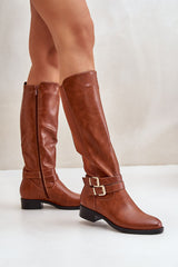 Classic cut flat heel knee high boots