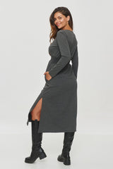 Long sleeves fitted top sweatshirt daydress