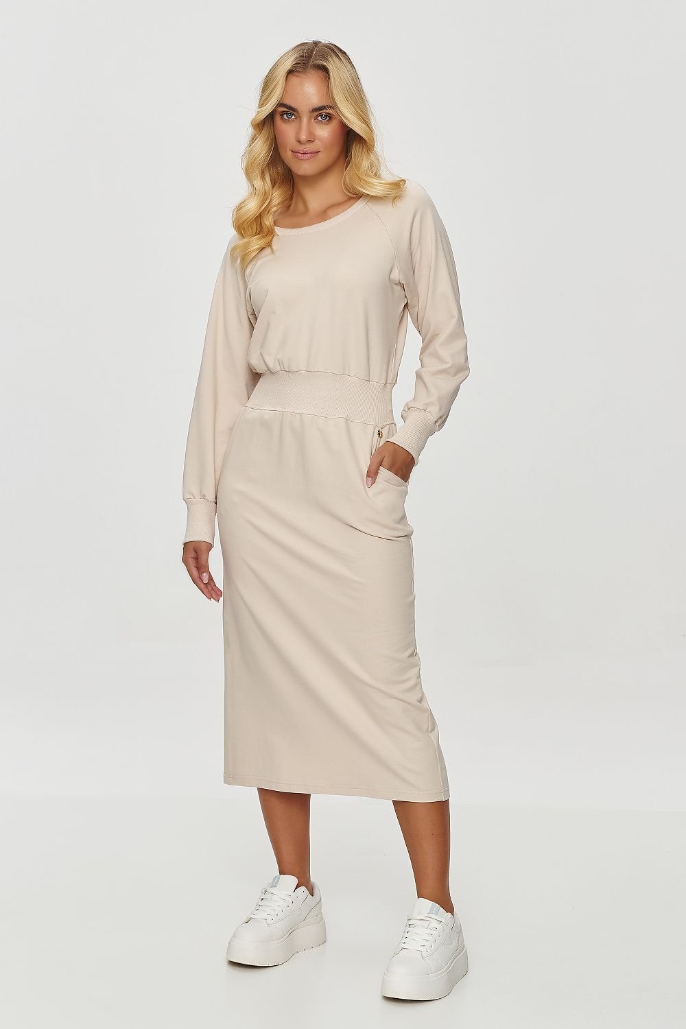 Long sleeves casual sweatshirt midi daydress