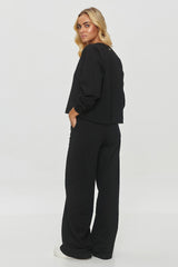 Loose hoodie and wide pants tracksuit set