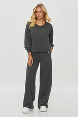 Loose hoodie and wide pants tracksuit set