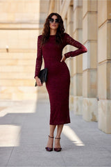 Elegant lace long sleeves evening dress