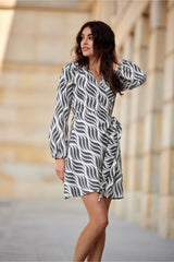 Long sleeves wrap-style dress