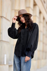 Long sleeve slightly flared cut shirt