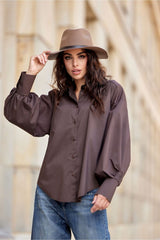 Long sleeve slightly flared cut shirt