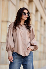 Long sleeve slightly flared cut shirt