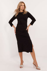 Elegant 3/4 sleeve midi-length cocktail dress