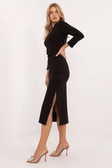 Elegant 3/4 sleeve midi-length cocktail dress