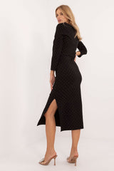 Elegant 3/4 sleeve midi-length cocktail dress