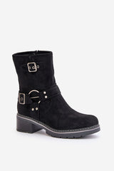 Women's heel boots made of eco-suede