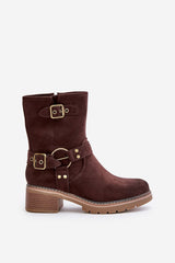 Brown leather ankle boots