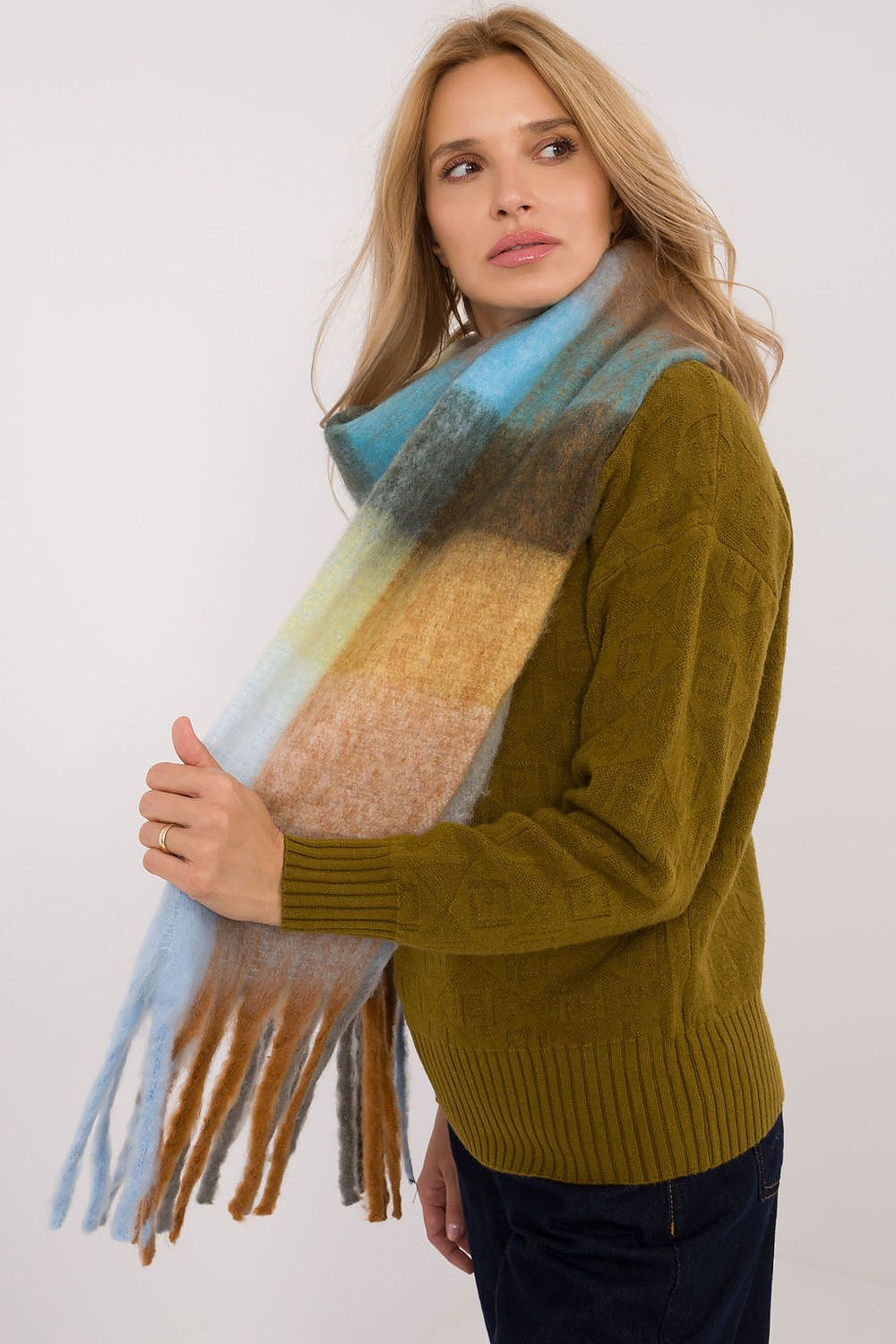 AT Long Classic Check Scarf Secondary image